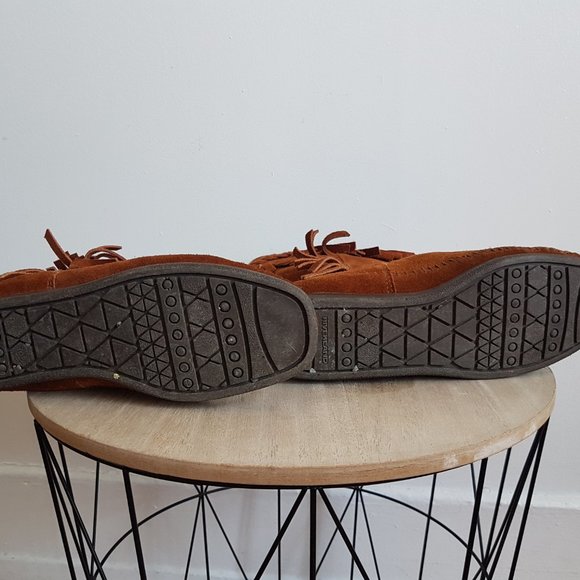 Brown Mid Height Suede Moccasins Women's Size 9, Handmade Indigenous Mukluks - Picture 7 of 10